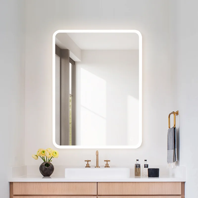 NewThingLine smart bathroom mirror with LED lighting and touch controls