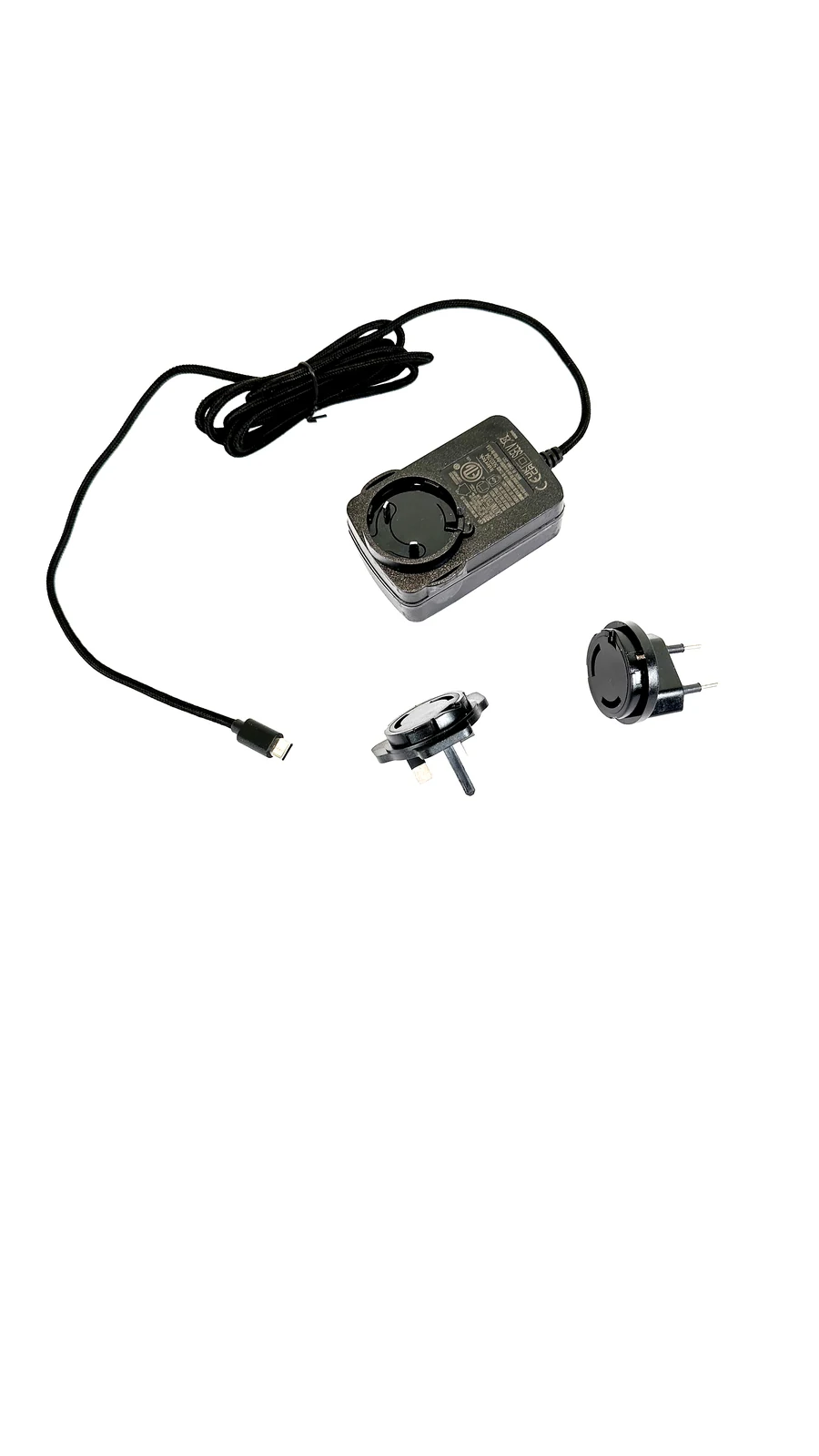 Interchangeable Plug LED Driver 15W packshot with plugs and Type-C cable for cabinet lighting