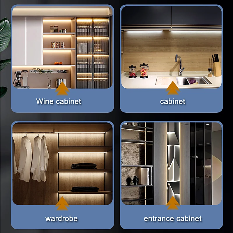 IR001W IR Sensor Switch applications in wine cabinet, kitchen cabinet, wardrobe and entrance cabinet lighting