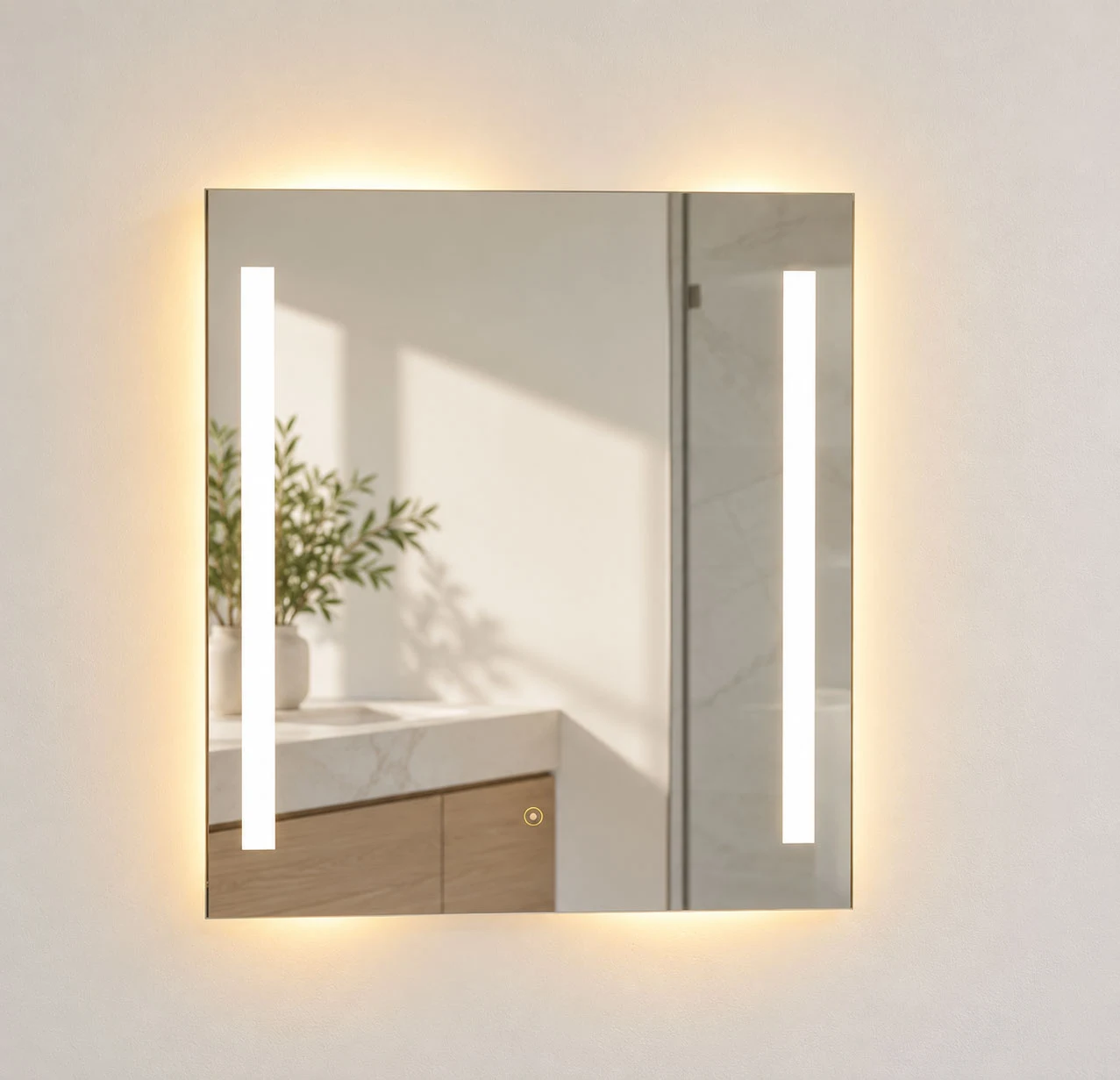 Glimma M012 illuminated frameless mirror product view 1