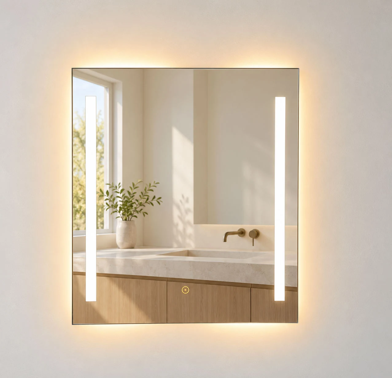 Glimma M012 illuminated frameless mirror product view 2