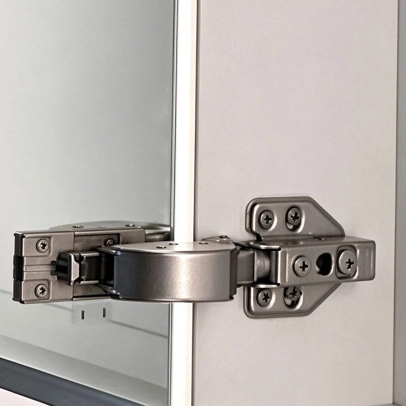 Lumora conductive hinge detail for concealed power transfer to the mirror door