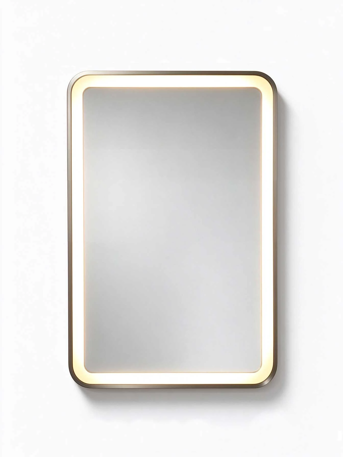 Siena Plus 45 x 66 cm LED bathroom mirror with rounded corners and stainless steel frame