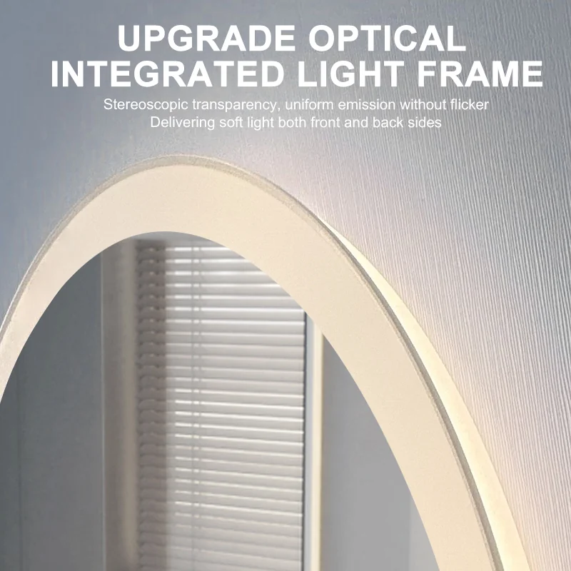Halo LED bathroom mirror frosted edge detail