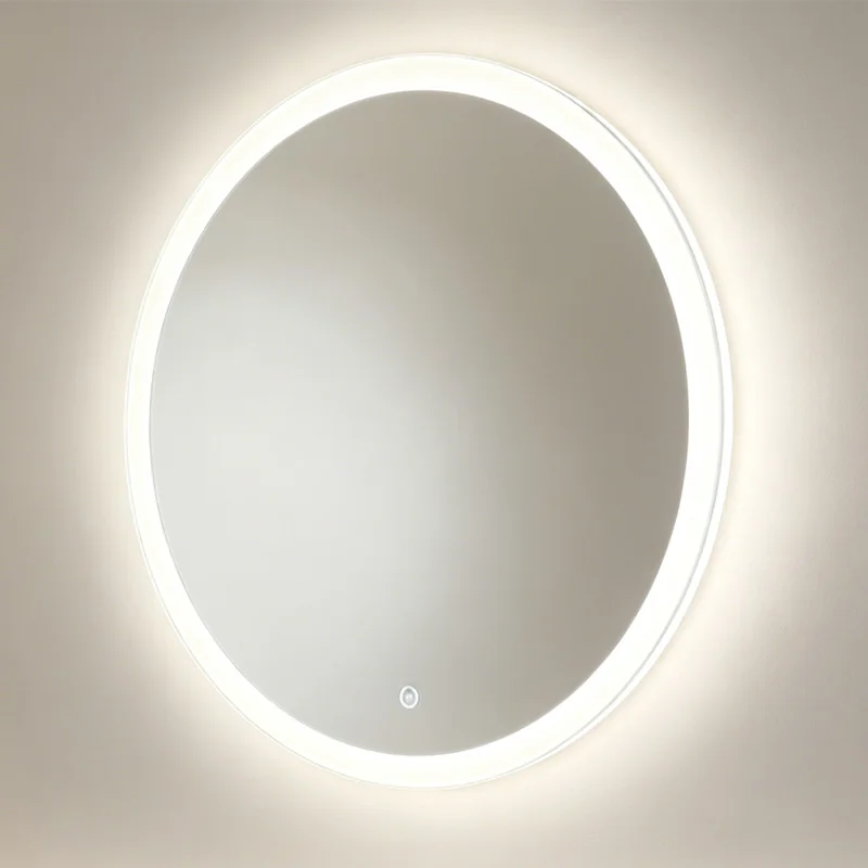 Halo round LED bathroom mirror front view